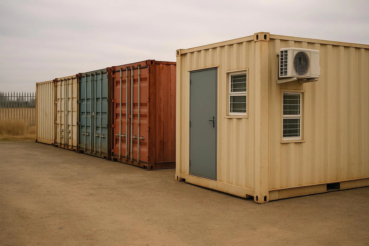 A&A Containers rental fleet: office and storage shipping containers in the Honeydew yard, Gauteng