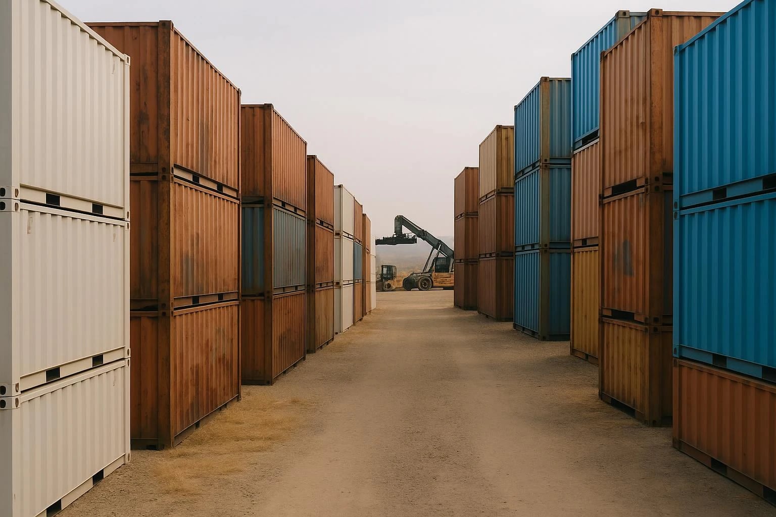 A&A Containers shipping container sales yard in Honeydew, Gauteng, stocked with new and used 10ft to 40ft High Cube containers