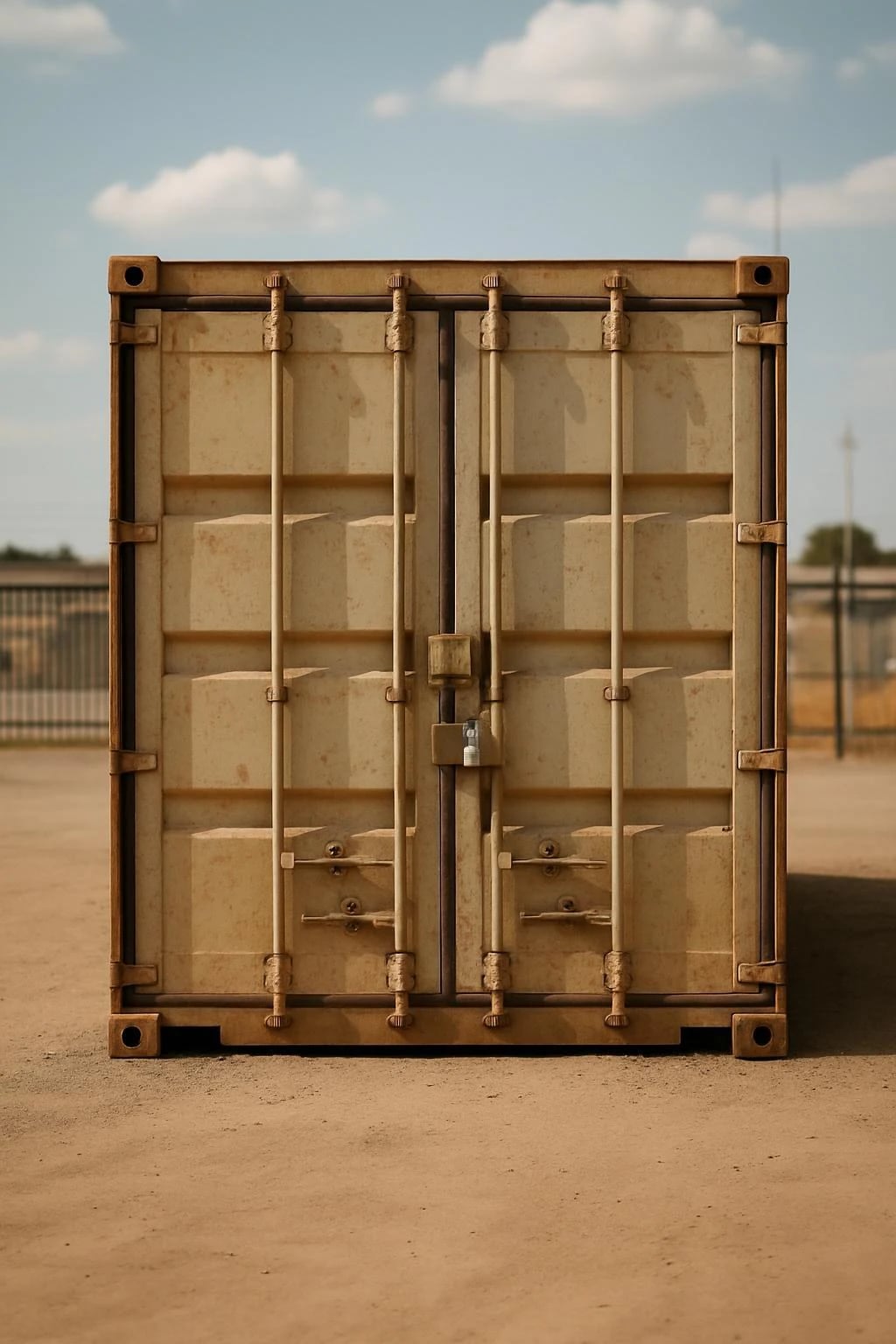 Shipping container used for secure storage on a South African work site