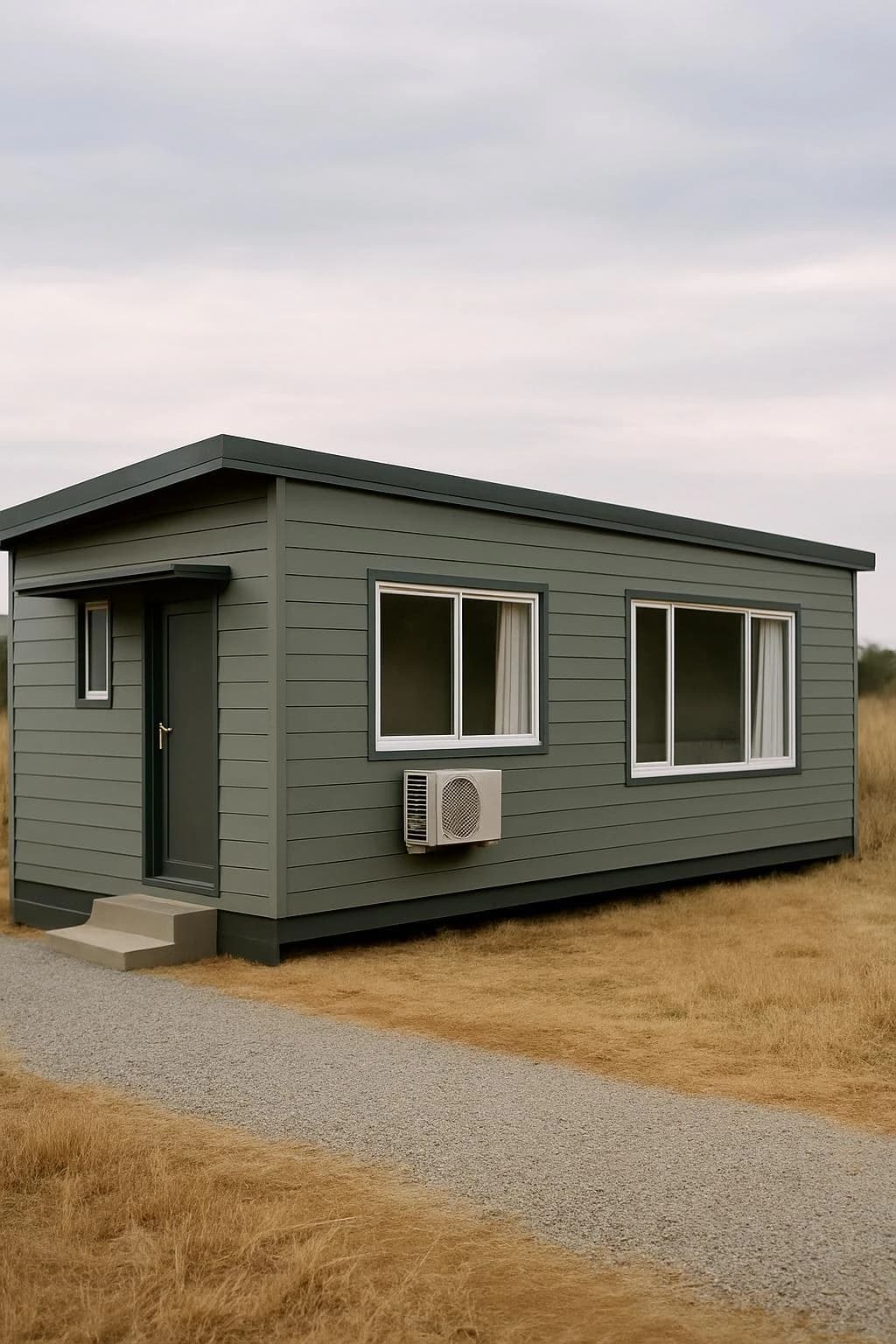 Container park home with a finished, liveable exterior
