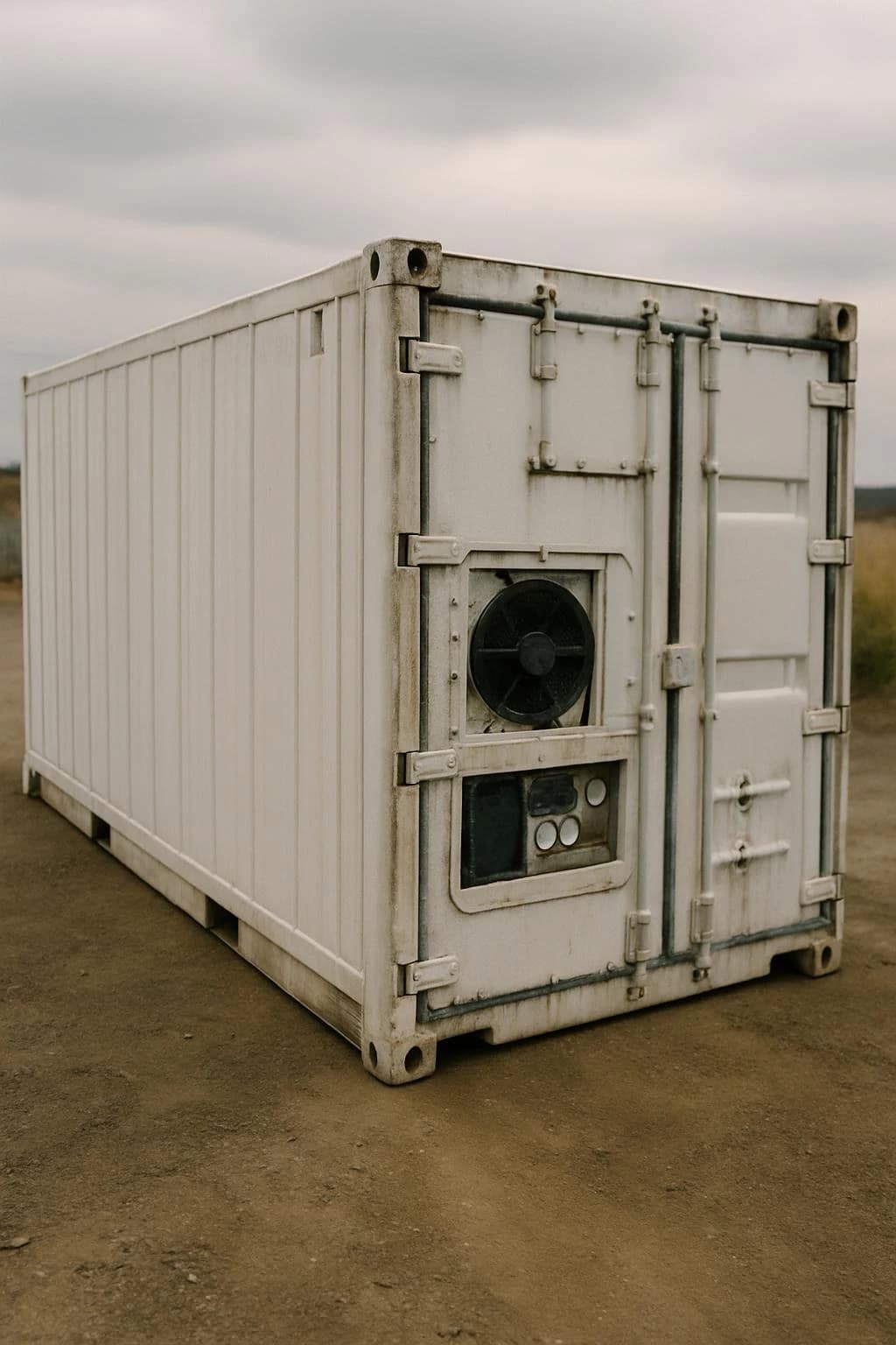 Refrigerated container with its cooling unit visible