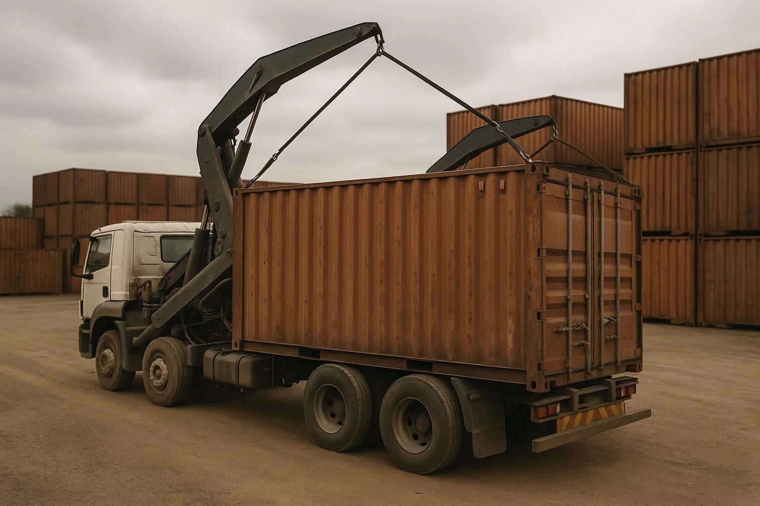 Loading a shipping container at the A&A Containers yard in Honeydew