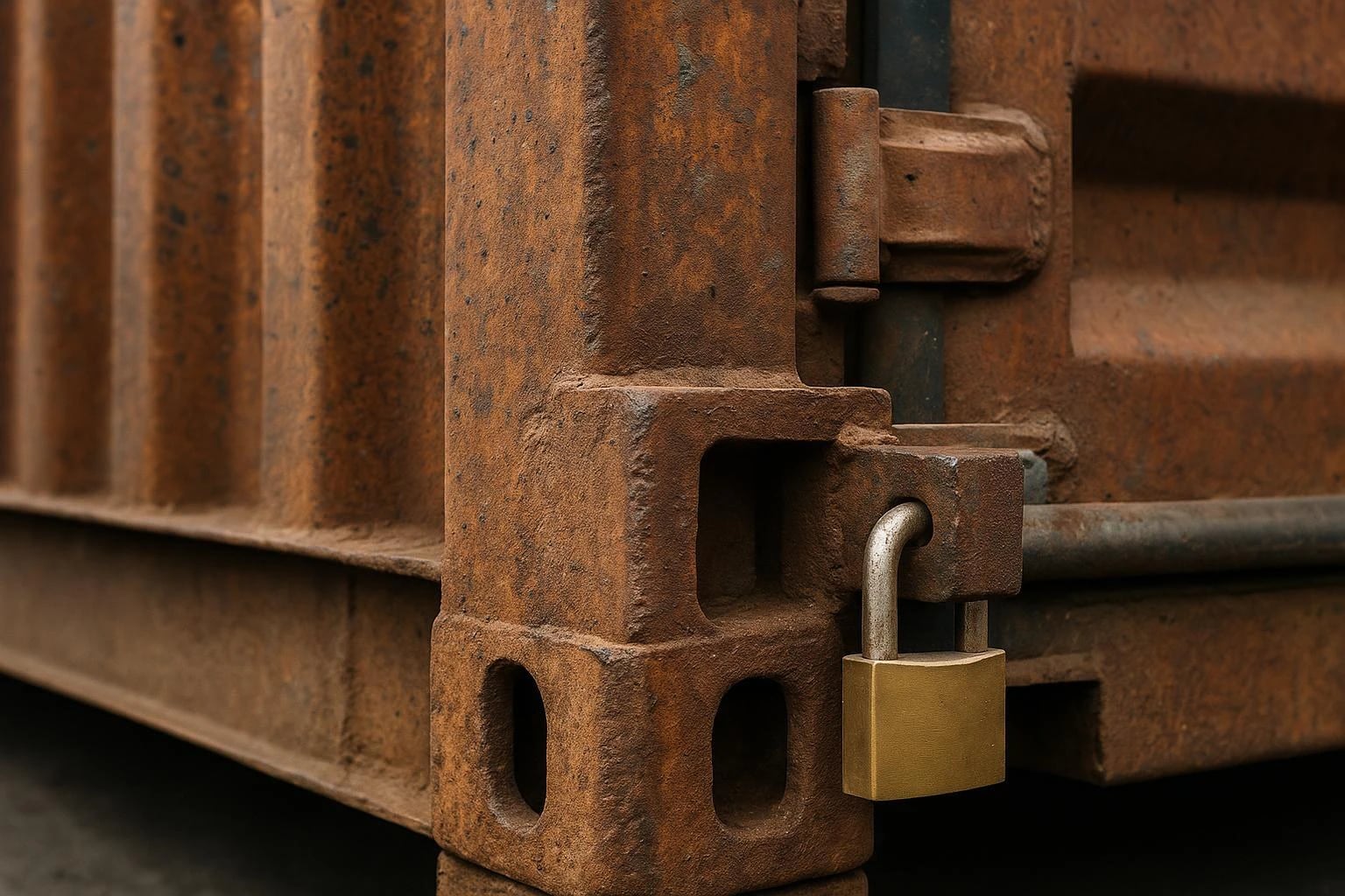 Corrugated steel wall of a storage container at the A&A Containers yard