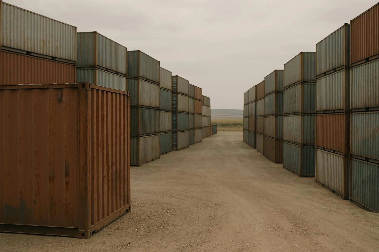 Rows of containers in the yard