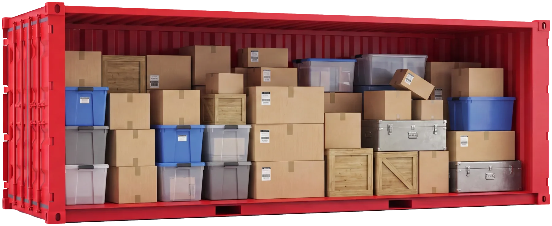 An open container packed with storage